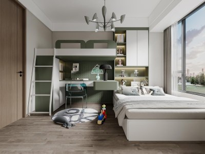 现代榻榻米卧室3D模型下载